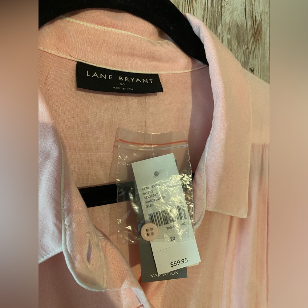 Lane Bryant New pink no-peek button up top size 20 collared blouse new with tags - Picture 4 of 7